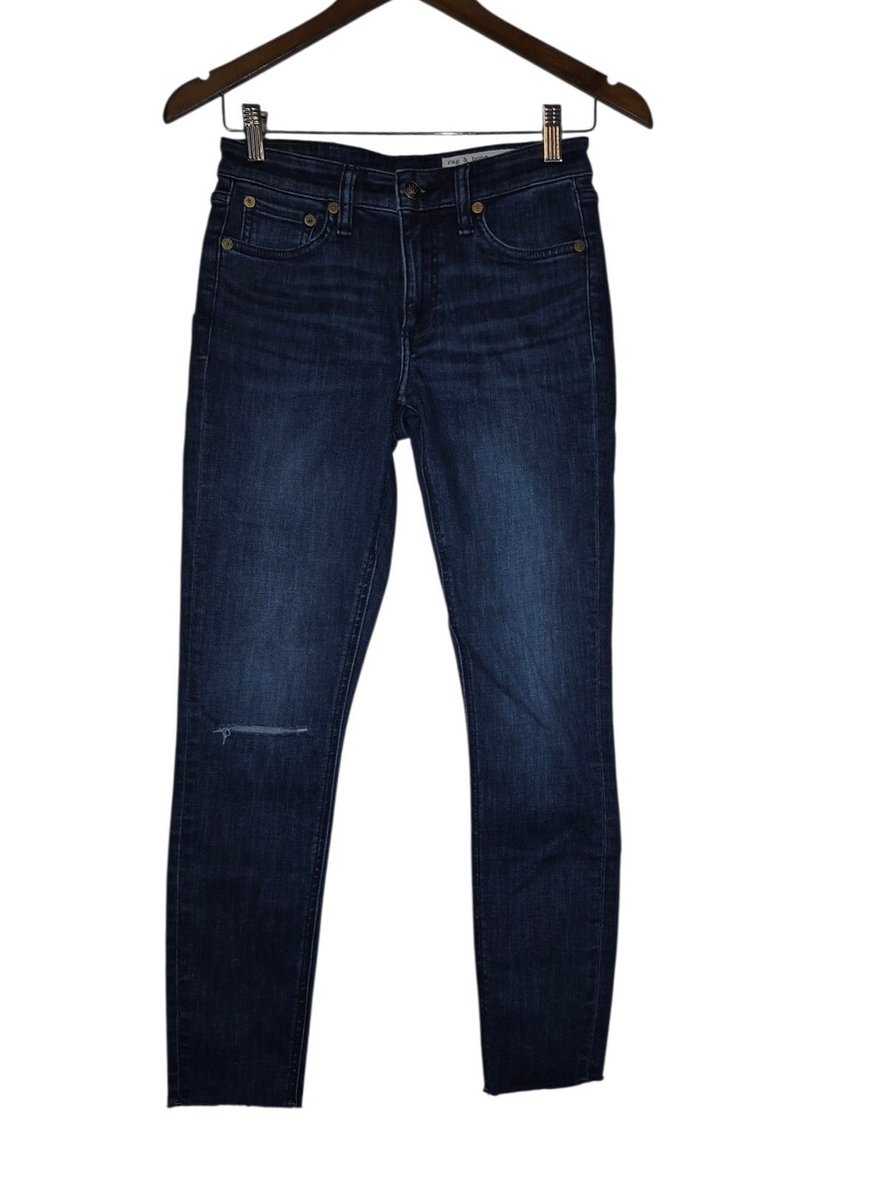 Rag & Bone NWT Fuel Elsa W/holes Cate Dark Indigo Mid Rise Skinny Jeans 24